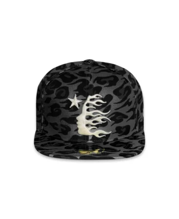 Black Hellstar Fitted Cheetah Print Hat