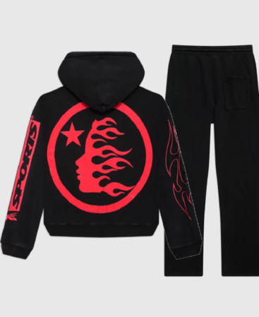 Black Hellstar Red Logo Tracksuit