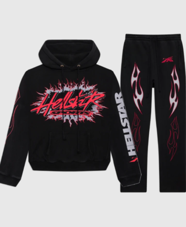 Black Hellstar Red Logo Tracksuit